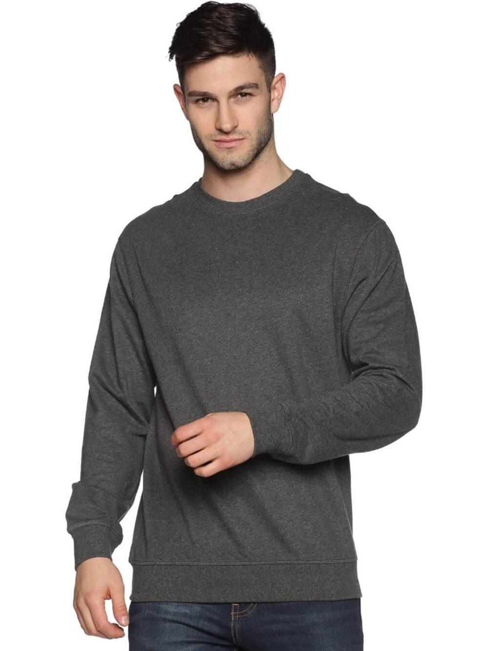 Cozy Men's 100% Cotton Crewneck Sweatshirt - Heavyweight Long Sleeve Pullover
